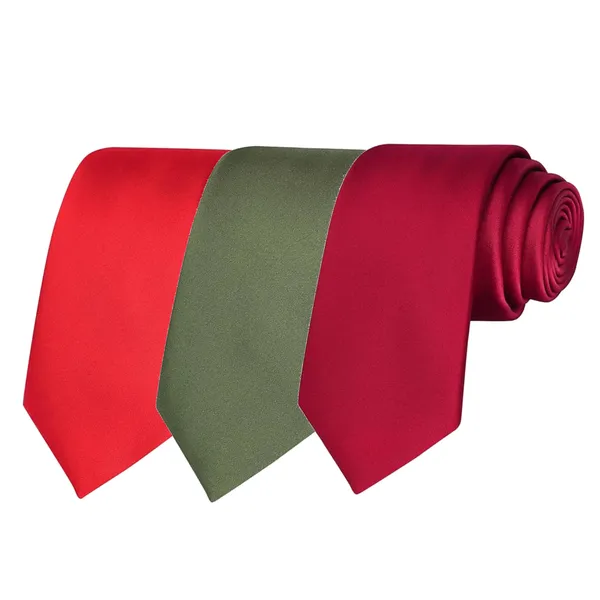 Calixto_Solid_Design_Men's_Blood_Red,Green,Blue_Solid_Color_Necktie_For_Men's_,_Polyster_Smooth_Fabric_Necktie_(Pack_Of_3)