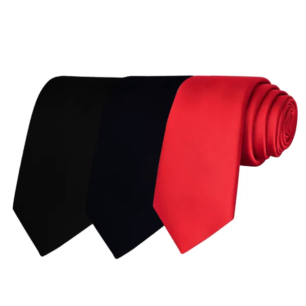 Calixto_Solid_Design_Men's_Black,Dark_Blue,Blood_Red_Solid_Color_Necktie_For_Men's_,_Polyster_Smooth_Fabric_Necktie_(Pack_Of_3)