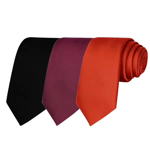 Calixto_Solid_Design_Men's_Black,Wine,Red_Solid_Color_Necktie_For_Men's_,_Polyster_Smooth_Fabric_Necktie_(Pack_Of_3)