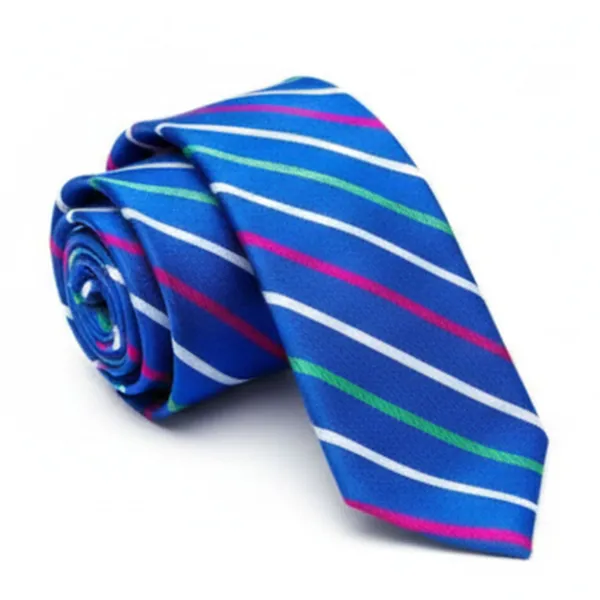 Multicolour_Stripes_Design,_Poly_Cotton_Smooth_Fabric,Backslash_Stripes_Neck_Tie_With_Pocket_Square