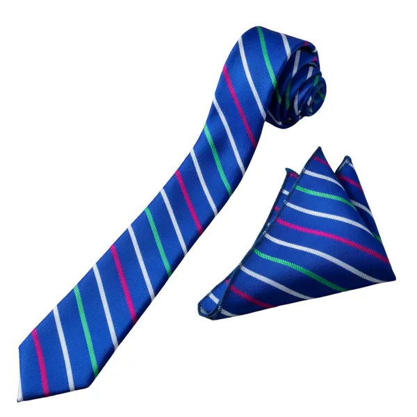 Multicolour_Stripes_Design,_Poly_Cotton_Smooth_Fabric,Backslash_Stripes_Neck_Tie_With_Pocket_Square