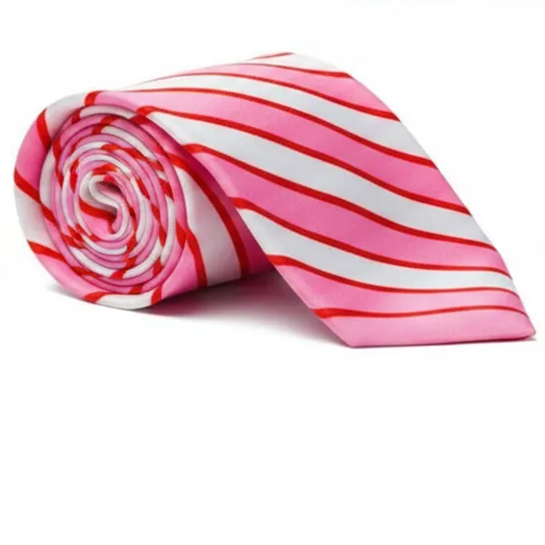 Pink_And_White_Roomy_Stripes_Design,_Poly_Cotton_Smooth_Fabric,Neck_Tie_With_Pocket_Square