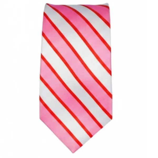 Pink_And_White_Roomy_Stripes_Design,_Poly_Cotton_Smooth_Fabric,Neck_Tie_With_Pocket_Square
