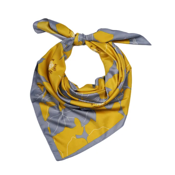Calixto_Luxury_Silk_Square_Scarf_for_Women_–_Elegant_Yellow_&_Gray_Floral_Design_–_Soft,_Lightweight,_and_Versatile_Fashion_Accessory