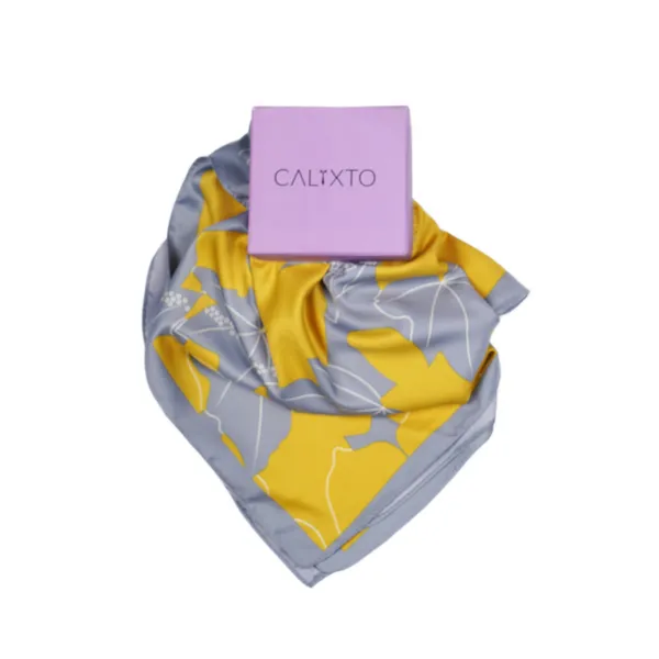 Calixto_Luxury_Silk_Square_Scarf_for_Women_–_Elegant_Yellow_&_Gray_Floral_Design_–_Soft,_Lightweight,_and_Versatile_Fashion_Accessory