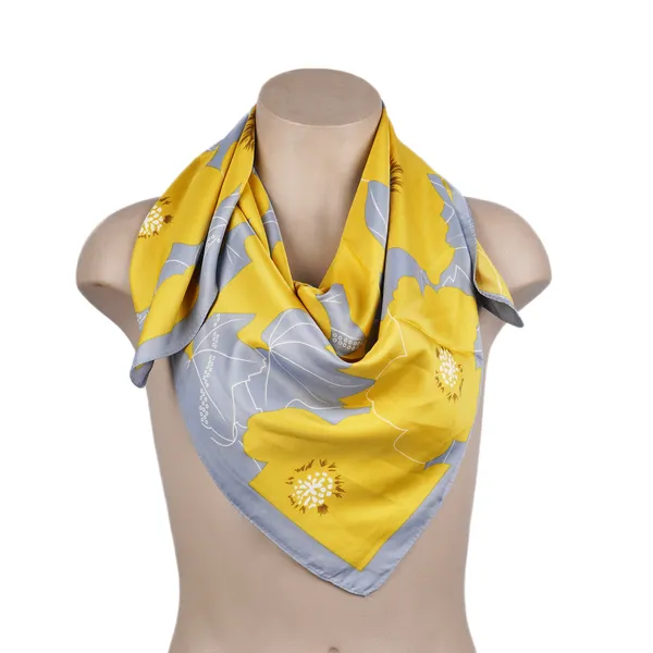 Calixto_Luxury_Silk_Square_Scarf_for_Women_–_Elegant_Yellow_&_Gray_Floral_Design_–_Soft,_Lightweight,_and_Versatile_Fashion_Accessory