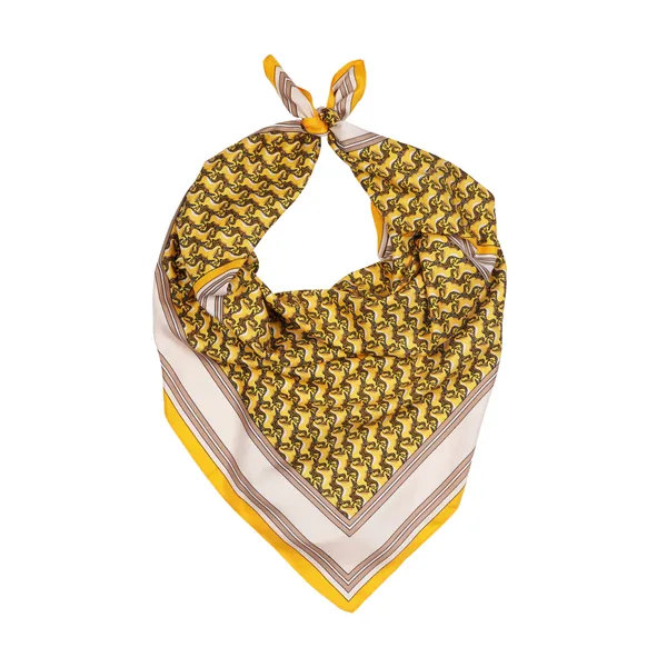 Calixto_Luxury_Yellow_Silk_Scarf_for_Women_–_Elegant_Horse_Pattern_&_Geometric_Border_–_Soft_Square_Neck_Scarf,_Headscarf,_Bandana,_Shawl_Wrap_–_Perfect_Fashion_Accessory_for_All_Seasons