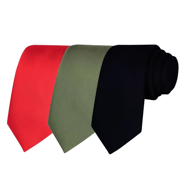 Calixto_Solid_Design_Men's_Blood_Red,Green,Dark_Blue_Solid_Color_Necktie_For_Men's_,_Polyster_Smooth_Fabric_Necktie_(Pack_Of_3)