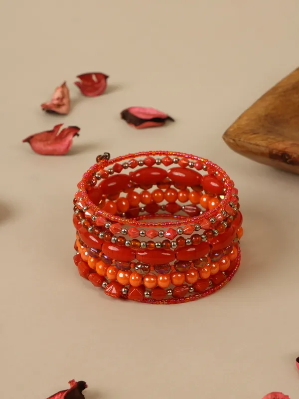 Shades_of_Orange_and_Coral_Lustre_Contemporary_Spiral_Bracelet