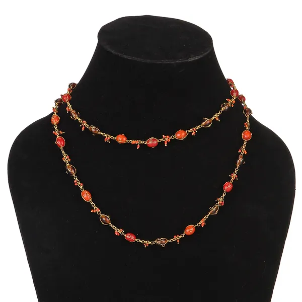 Orange,_maroon_and_gold_bead_necklace
