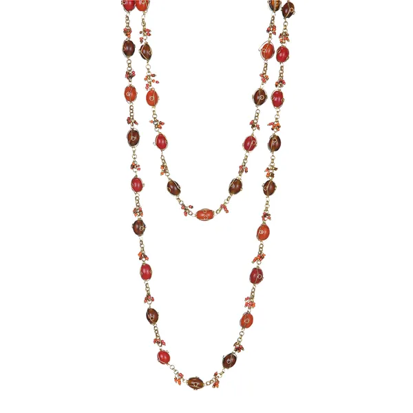 Orange,_maroon_and_gold_bead_necklace