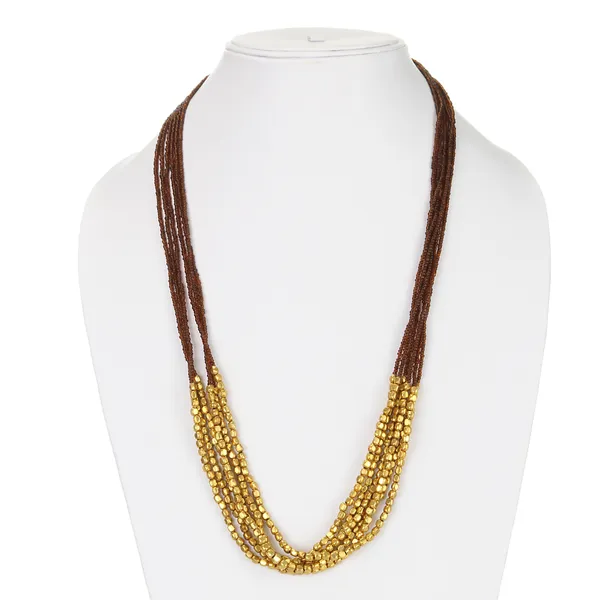 Gold_toned_&_brown_handcrafted_and_multistrand_necklace