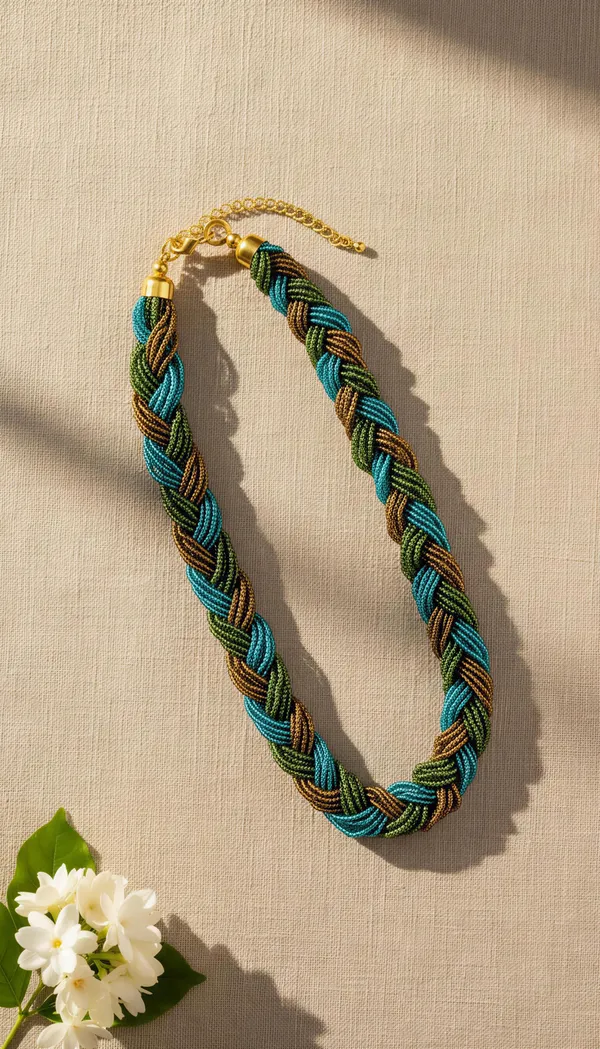 Handcrafted_multicolor_twisted_strands_bead_necklace