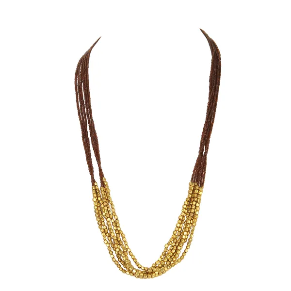 Gold_toned_&_brown_handcrafted_and_multistrand_necklace