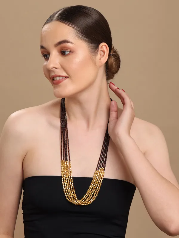 Gold_toned_&_brown_handcrafted_and_multistrand_necklace