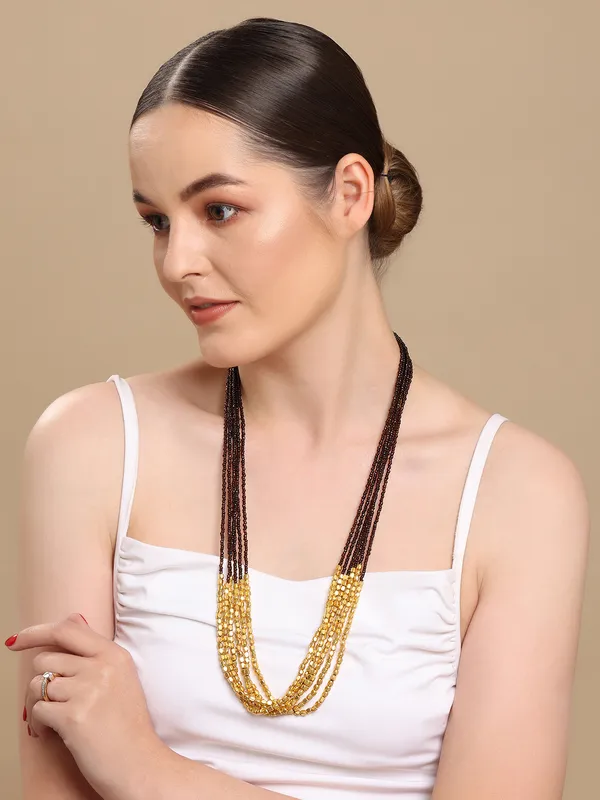 Gold_toned_&_brown_handcrafted_and_multistrand_necklace