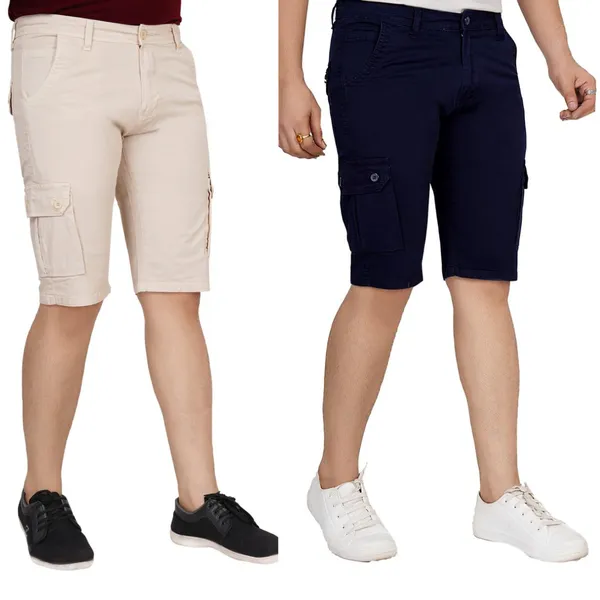 Pack_of_2_Beige_and_Navy_Blue_Premium_Cargo_Shorts_For_Men