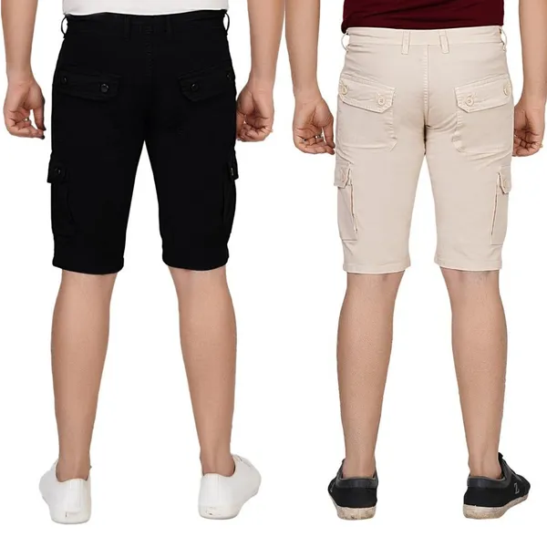 Pack_of_2_Beige_and_Black_Cotton_Premium_Cargo_Shorts_For_Men