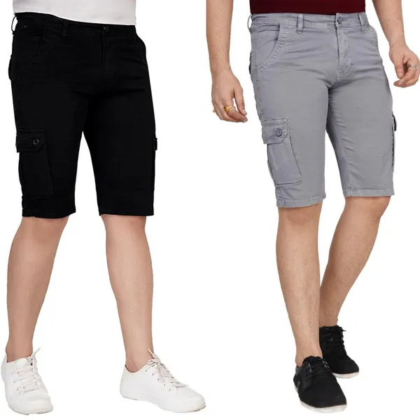 Pack_of_2_Black_and_Grey_Cotton_Cargo_Shorts_For_Men