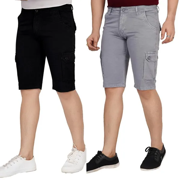 Pack_of_2_Black_and_Grey_Cotton_Cargo_Shorts_For_Men