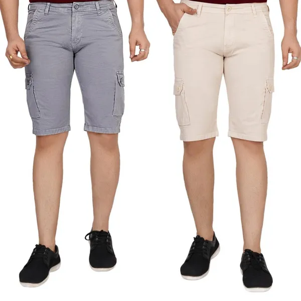 Pack_of_2_Grey_and_Beige_Cotton_Premium_Cargo_Shorts_For_Men