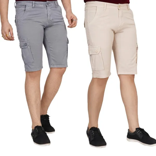 Pack_of_2_Grey_and_Beige_Cotton_Premium_Cargo_Shorts_For_Men