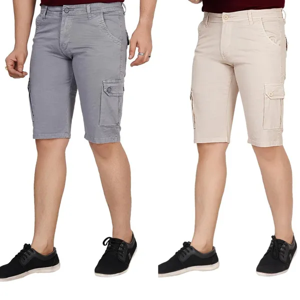 Pack_of_2_Grey_and_Beige_Cotton_Premium_Cargo_Shorts_For_Men