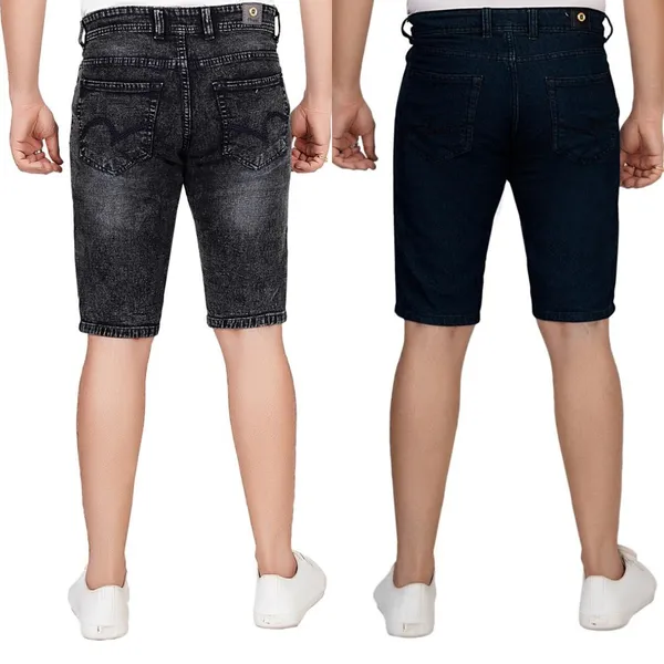 Pack_of_2_Carbon_Black_and_Dark_Green_Premium_Denim_Shorts_For_Men