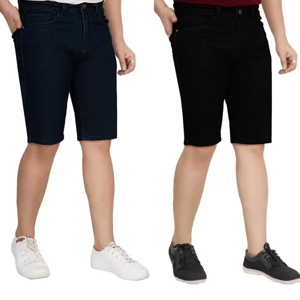 Pack_of_2_Dark_Green_and_Black_Premium_Denim_Shorts_For_Men