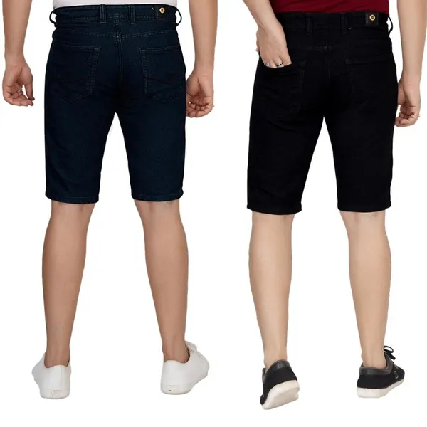 Pack_of_2_Dark_Green_and_Black_Premium_Denim_Shorts_For_Men