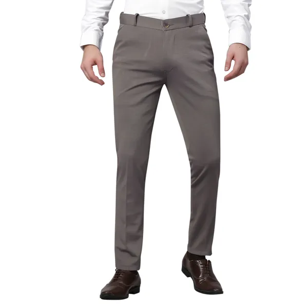 Chikoo_Checked_Formal_Pants_for_Men_Regular_Fit