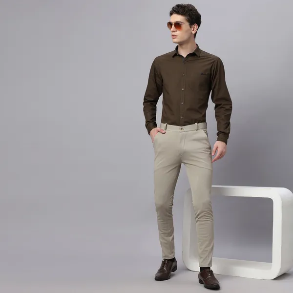 Khaki_Checked_Cotton_Formal_Pants_for_Men