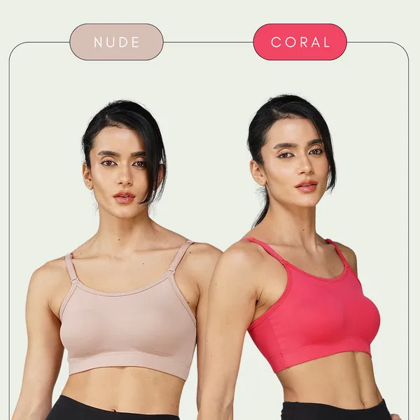 Set_of_2_Nude_&_Coral_Cotton_Sports_Bra_For_Women
