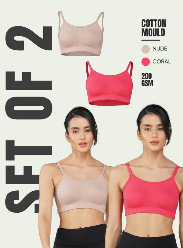 Set_of_2_Nude_&_Coral_Cotton_Sports_Bra_For_Women