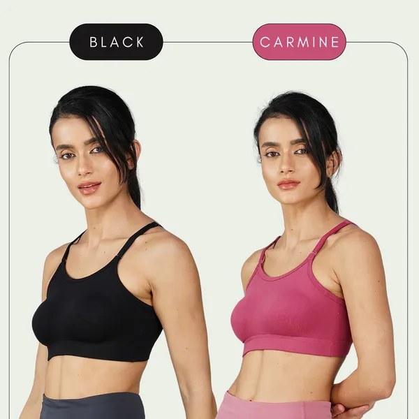 Set_of_2_Black_&_Carmine_Cotton_Sports_Bra_For_Women