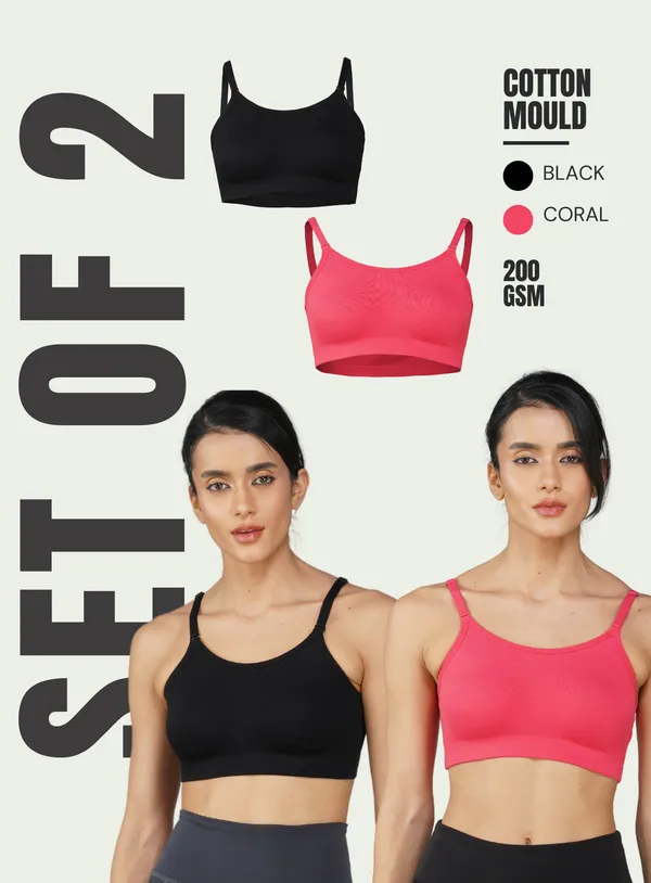Set_of_2_Black_&_Coral_Cotton_Sports_Bra_For_Women