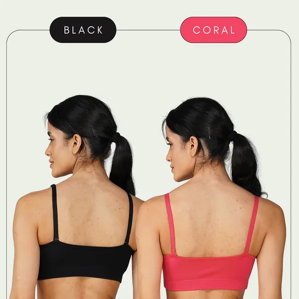 Set_of_2_Black_&_Coral_Cotton_Sports_Bra_For_Women