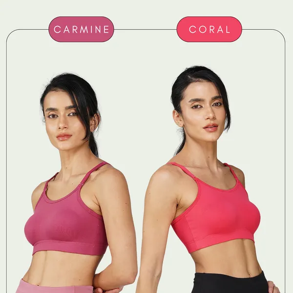 Set_of_2_Carmine_&_Coral_Cotton_Sports_Bra_For_Women