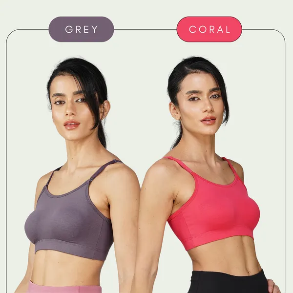 Set_of_2_Grey_&_Coral_Cotton_Sports_Bra_For_Women