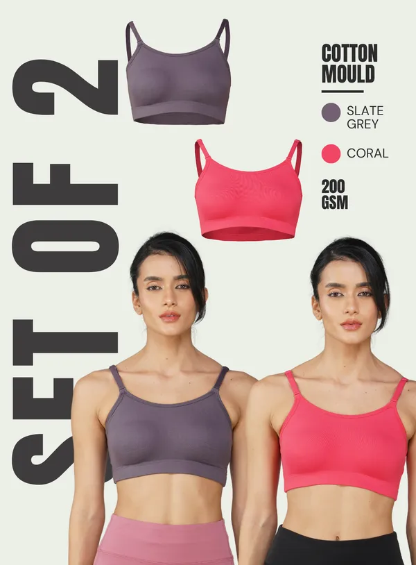 Set_of_2_Grey_&_Coral_Cotton_Sports_Bra_For_Women