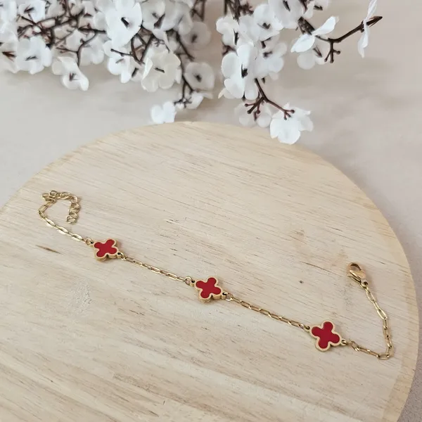 Gold_Plated_18K_Micro_Red_Clover_Bracelet_For_Women