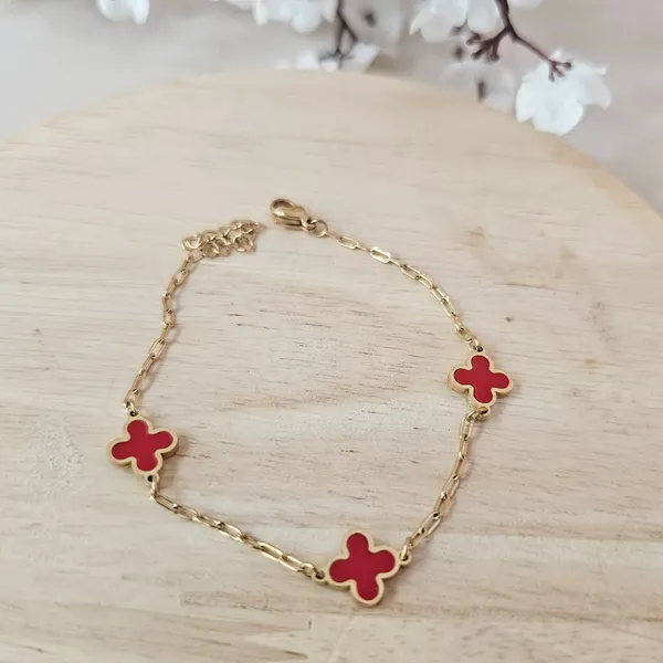 Gold_Plated_18K_Micro_Red_Clover_Bracelet_For_Women