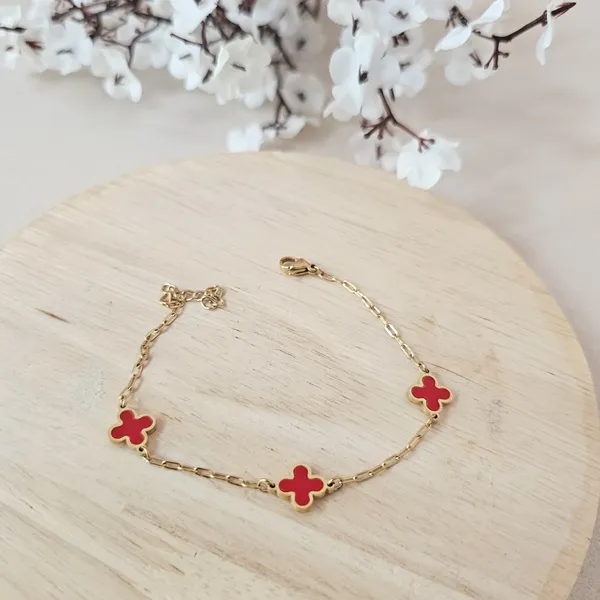 Gold_Plated_18K_Micro_Red_Clover_Bracelet_For_Women