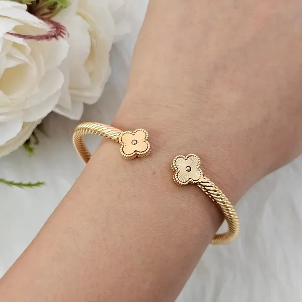 Gold_Plated_18K_Micro_Lucky_Clover_Bracelet_For_Women