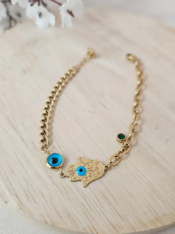 Gold_Plated_18K_Micro_Double_Charm_Bracelet_For_Women