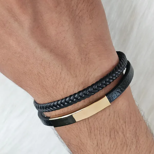 Black_&_Golden_Leather_Valor_Double_Bracelet_For_Men