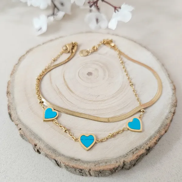 Gold_Plated_18K_Micro_Linked_Hearts_Bracelet_For_Women