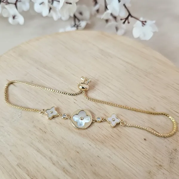 Gold_Plated_18K_Micro_White_Clover_Bracelet_For_Women