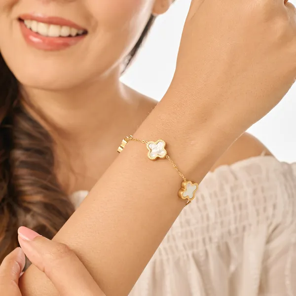 Gold_Plated_18K_Micro_Lucky_Clover_Bracelet_For_Women