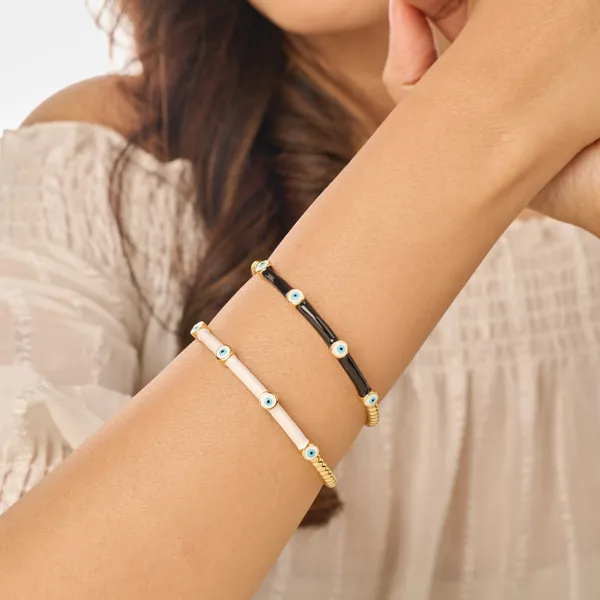White_18K_Gold_Plated_Nazar_Stackable_Bracelet_For_Women